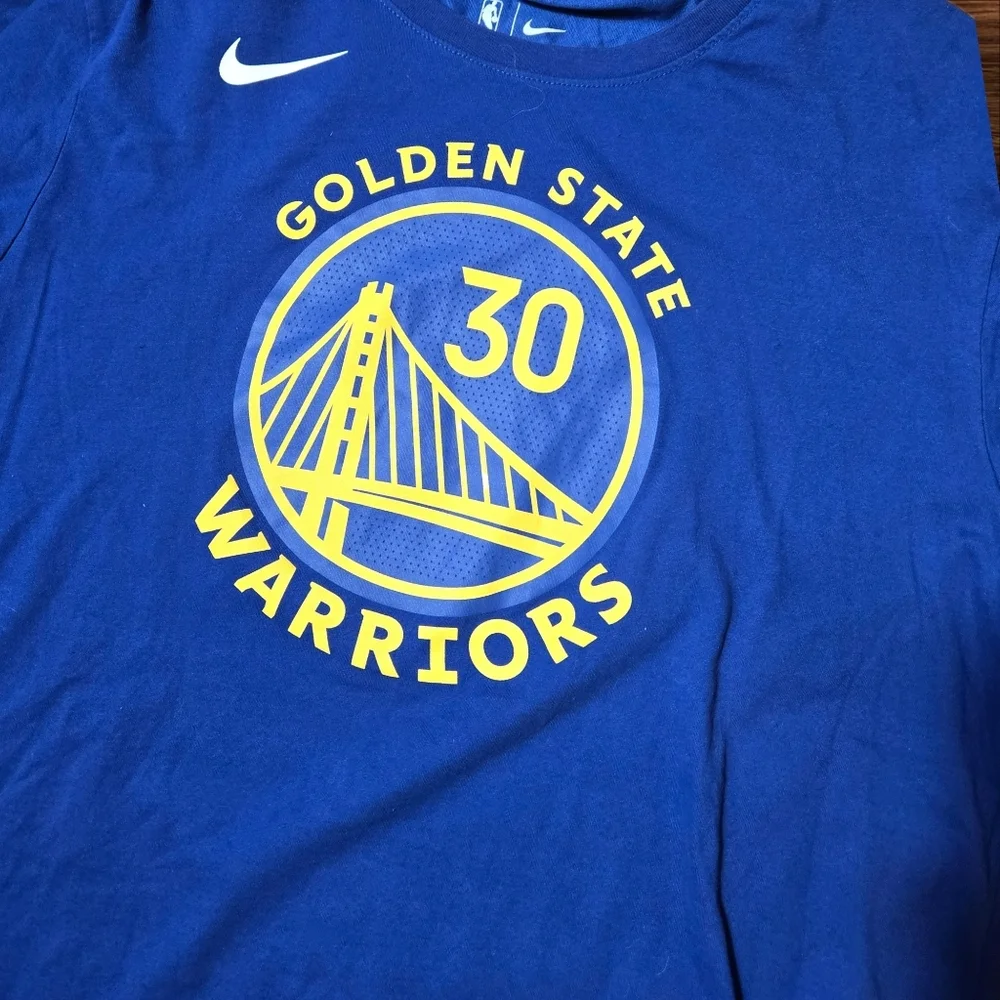 Nike Golden State Warriors NBA Basketball Blue Steph Curry 30 Dri-FIT Tee Shirt